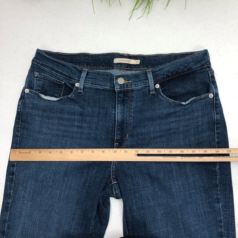 Levis Classic Bootcut Jeans Womens 14M 32x32 Blue Stretch Denim Mid Rise Casual - Picture 8 of 15